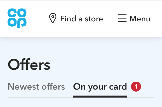 A visual of the Co-op Offer website, it shows an example of pairing an icon with plain English to support understanding of the icon.